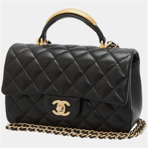 chanel black 2022 mini top handle flap bag|vintage chanel mini flap bag.